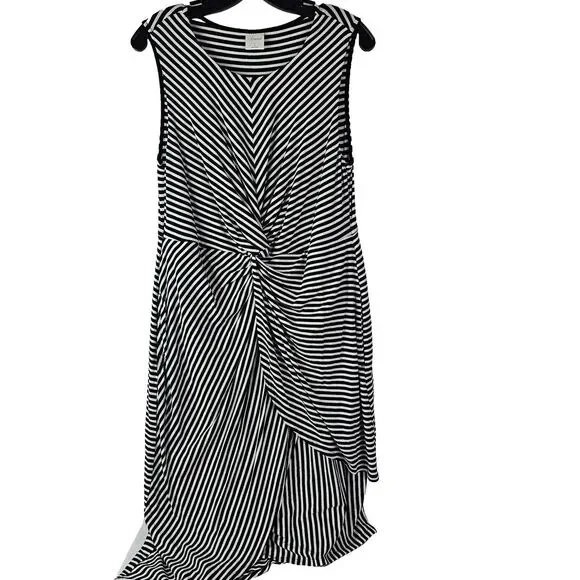 navy blue dress for baby girl Colourblock Stripe Asymmetric Midi Dress in Navy/Off White